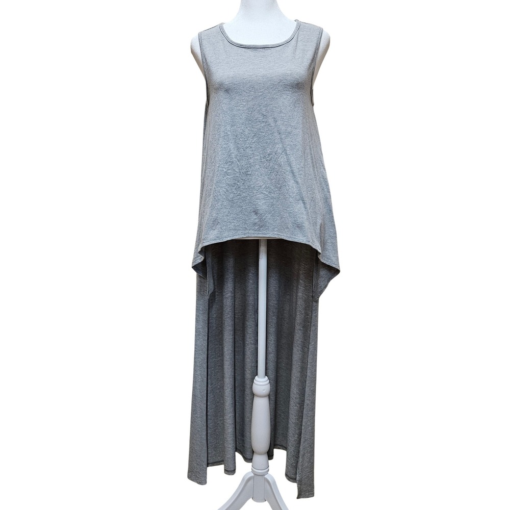 Gray Annes Apparel Sleeveless High Low Top Size Small Made In USA